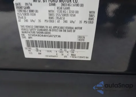 2017 Ford Explorer Xlt z USA, uszkodzony, nr VIN 1FM5K8D84HGA72736